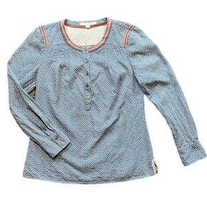 Boden Alexa Popover Cotton Polka Dot Blouse Blue Size 8